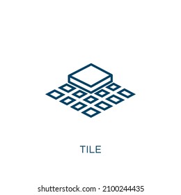 tile icon. Thin linear tile outline icon isolated on white background. Line vector tile sign, symbol for web and mobile