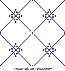 Tile indigo blue and white decorative floor tiles vector pattern or seamless background