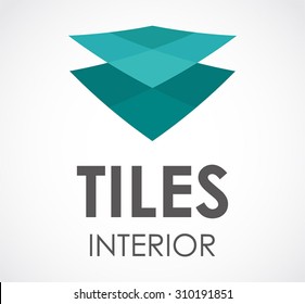 Tile interior exterior property abstract vector logo design template real estate business icon building company and corporate identity symbol concept