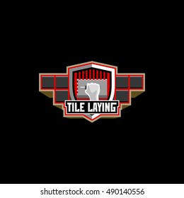 Tile laying logo badge emblem