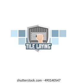 Tile laying logo emblem template