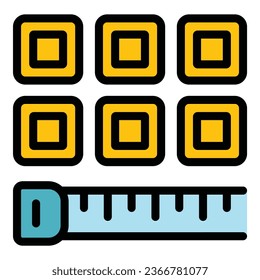 Tile measurement icon outline vector. Cement surface. Ceramic home color flat