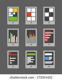 Coleção de modelos de interface de celular lado a lado