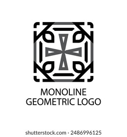Señal de Vector de emblema de mosaico de azulejos con adorno geométrico para el interior y la decoración