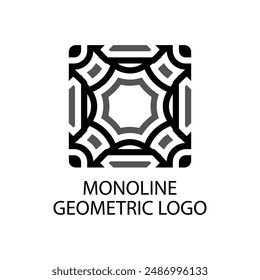 Tile mosaic emblem vector sign with geometric ornament for interior and decor
