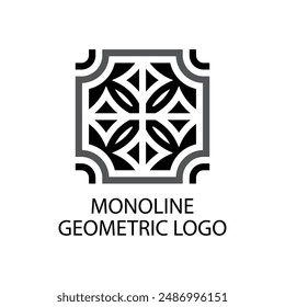 Fliesen-Mosaik-Emblem-Vektorgrafik-Zeichen mit geometrischem Ornament für Interieur und Dekor