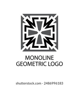 Tile mosaic emblem vector sign with geometric ornament for interior and decor