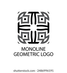 Tile mosaic emblem vector sign with geometric ornament for interior and decor