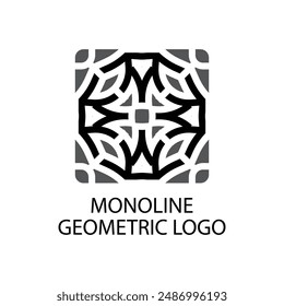 Tile mosaic emblem vector sign with geometric ornament for interior and decor