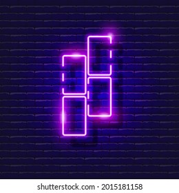 Icono del neón de mosaico. Ilustración vectorial para el diseño. Herramienta de reparación del signo de brillo. Concepto de herramientas de construcción.