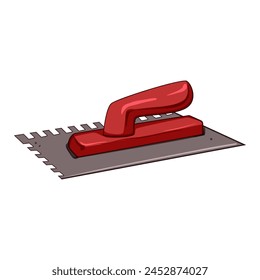 tile notched trowel cartoon. flooring construction, adhesive mortar, installation masonry tile notched trowel sign. isolated symbol vector illustration