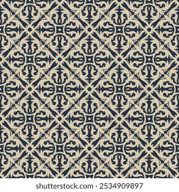 Tile Ornament Pattern Vector. Talavera Seamless Pattern. Batik Design