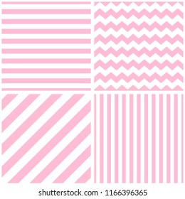 Tile pastel vector pattern set with white and pink zig zag background