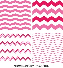 Tile pastel vector pattern set with pink zig zag on white background