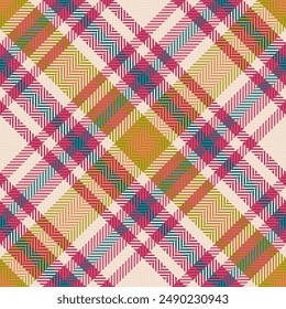 Tile pattern background check, handsome seamless tartan textile. Net texture fabric plaid vector in light and temptation colors palette.
