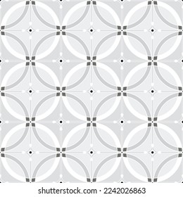 Tile pattern. Ceramic tiles vector. Vintage tiled. Seamless Gray background for design. Floor ornament. Pottery folk print.