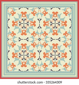  Tile  pattern with  classic orange-light green colored ceramic tiles. 