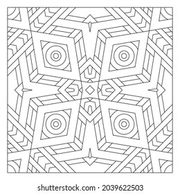 Tile pattern design. Composition of intersecting and overlapping diamonds and circles. Suitable for texture, surface element and coloring #295. EPS8.