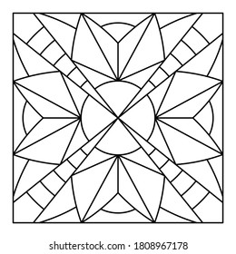 Tile Pattern Design with white background good for coloring book, ceramic tile, fabric motif, etc