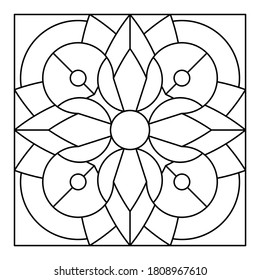 Tile Pattern Design with white background good for coloring book, ceramic tile, fabric motif, etc