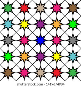 tile pattern with eight angled stars - vektor