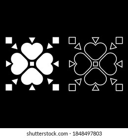 Tile pattern heart-shaped flower color white flat style