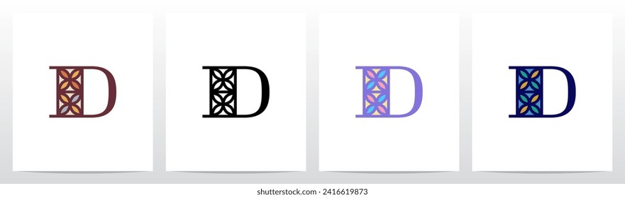 Diseño D de logotipo de letras mosaicas del patrón de mosaico
