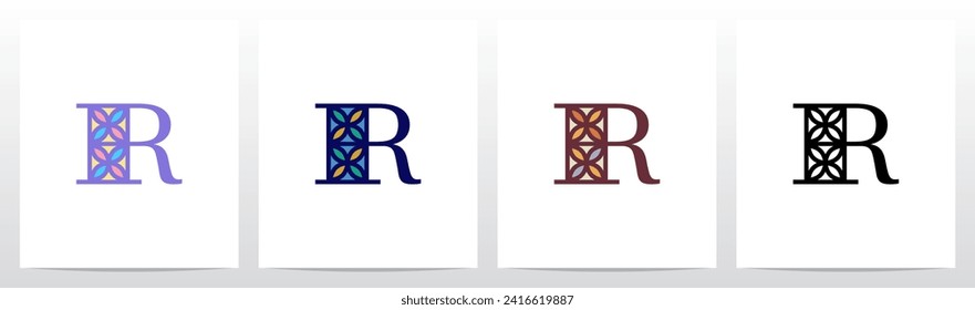 Tile Pattern Mosaic Letter Logo Design R