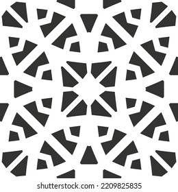 Tile pattern. Mosaic, vector seamless monochrome ornament.