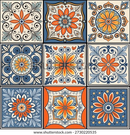 Tile pattern seamless flourish background element arabic decorative design for floor or wall
