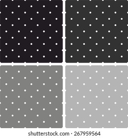 Tile pattern set with small white polka dots on black and grey background.