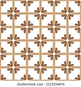 Tile pattern vector. Seamless tiled. Colorful ceramic tiles. Floral brown texture for design floor, wall, textile, paper, Ottoman, Motifs. Portugal ornament. Moroccan mosaic. Spanish tableware.