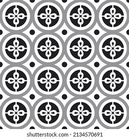 Tile pattern vector. Seamless tiles design. Black and white modern tiled. Vintage wallpaper elements Islam, Arabic, Indian, Ottoman, Motifs, Pottery. Cute background perfect for printing.