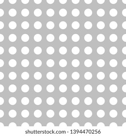 Tile pattern with white polka dots on gray background.
Seamless vector pattern. For textiles, surfaces, packaging, packaging design.
