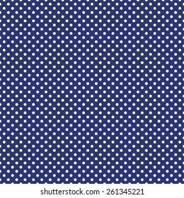 Tile pattern with white polka dots on dark blue background