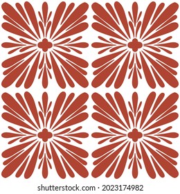 Patrón de flor marrón portugal. Fondo geométrico de color rojo. Ornamento de repetición de azulejo tradicional. Patrón monocromo del vector. Impresión abstracta vintage para tela, embalaje. Arte de papel de Scrapbook