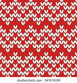 Tile Red And White Knitting Vector Pattern Or Winter Background