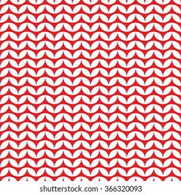 Tile red and white knitting vector pattern or winter background