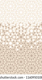 Tile repeating vector border. Geometric halftone pattern with color arabesque disintegration