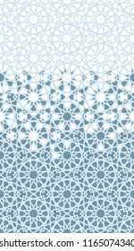 Tile repeating vector border. Geometric halftone pattern with color arabesque disintegration