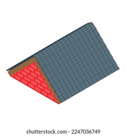 Tile roof icon isometric vector. Drain insulation. Work water