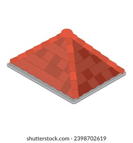 Tile roof icon isometric vector. Old red tile roof of residential building icon. Construction and repair concept