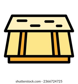 Tile roof icon outline vector. Roofer work. Repair renovation color flat