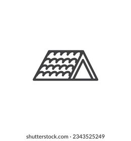 Tile roof line icon. linear style sign for mobile concept and web design. Roof of the house outline vector icon. Symbol, logo illustration. Vector graphics