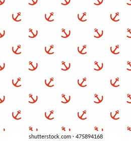 Tile sailor vector pattern with red anchor on white background