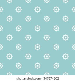 Tile sailor vector pattern with white rudder on navy blue background