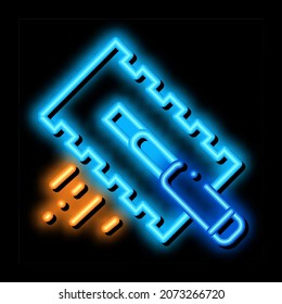 vectores de señal de luz de neón de raspador de mosaico. Signo de rastrillo brillante de icono. ilustración de símbolo transparente