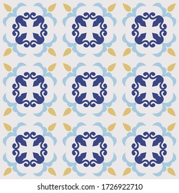 Tile seamless pattern design. With colourful motifs background.