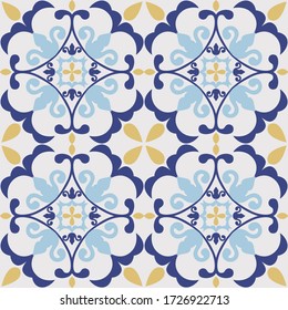 Tile seamless pattern design. With colourful motifs background.