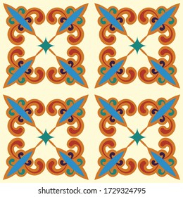 Tile seamless pattern design. With colourful motifs background.
